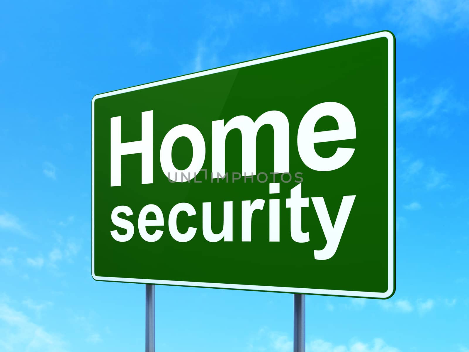 Privacy concept: Home Security on road sign background by maxkabakov