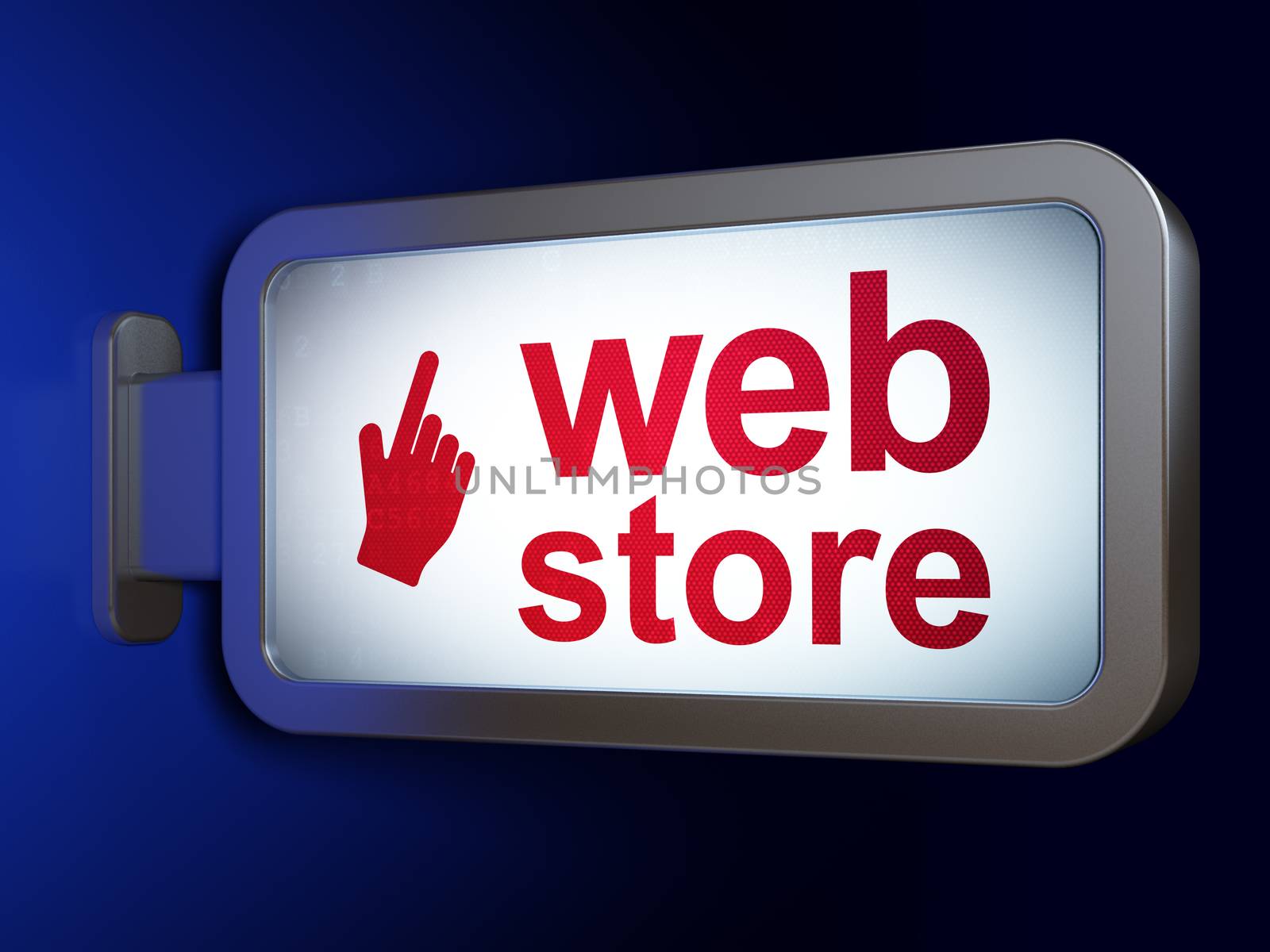 Web development concept: Web Store and Mouse Cursor on billboard background by maxkabakov