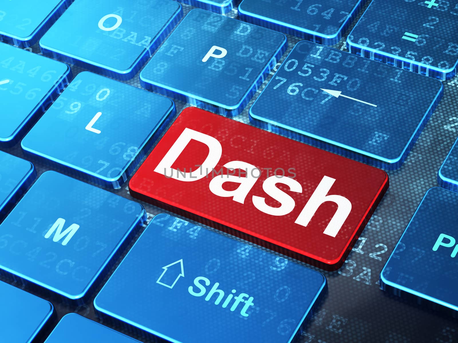 Cryptocurrency concept: Dash on computer keyboard background by maxkabakov