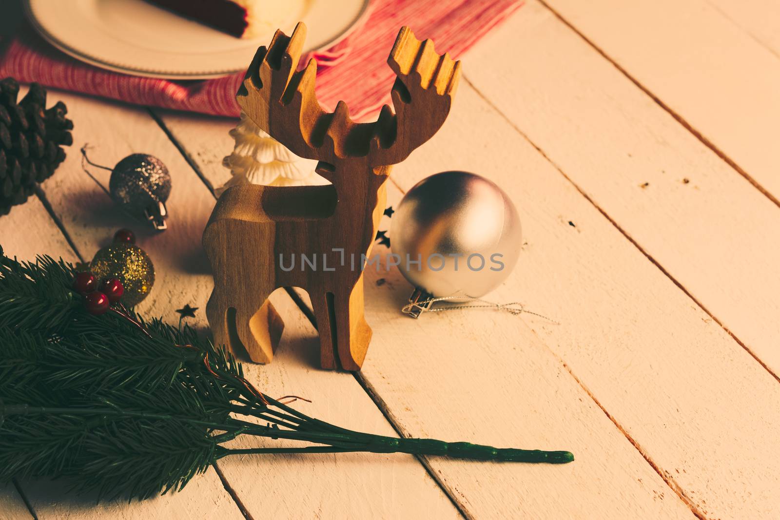 Christmas wooden background