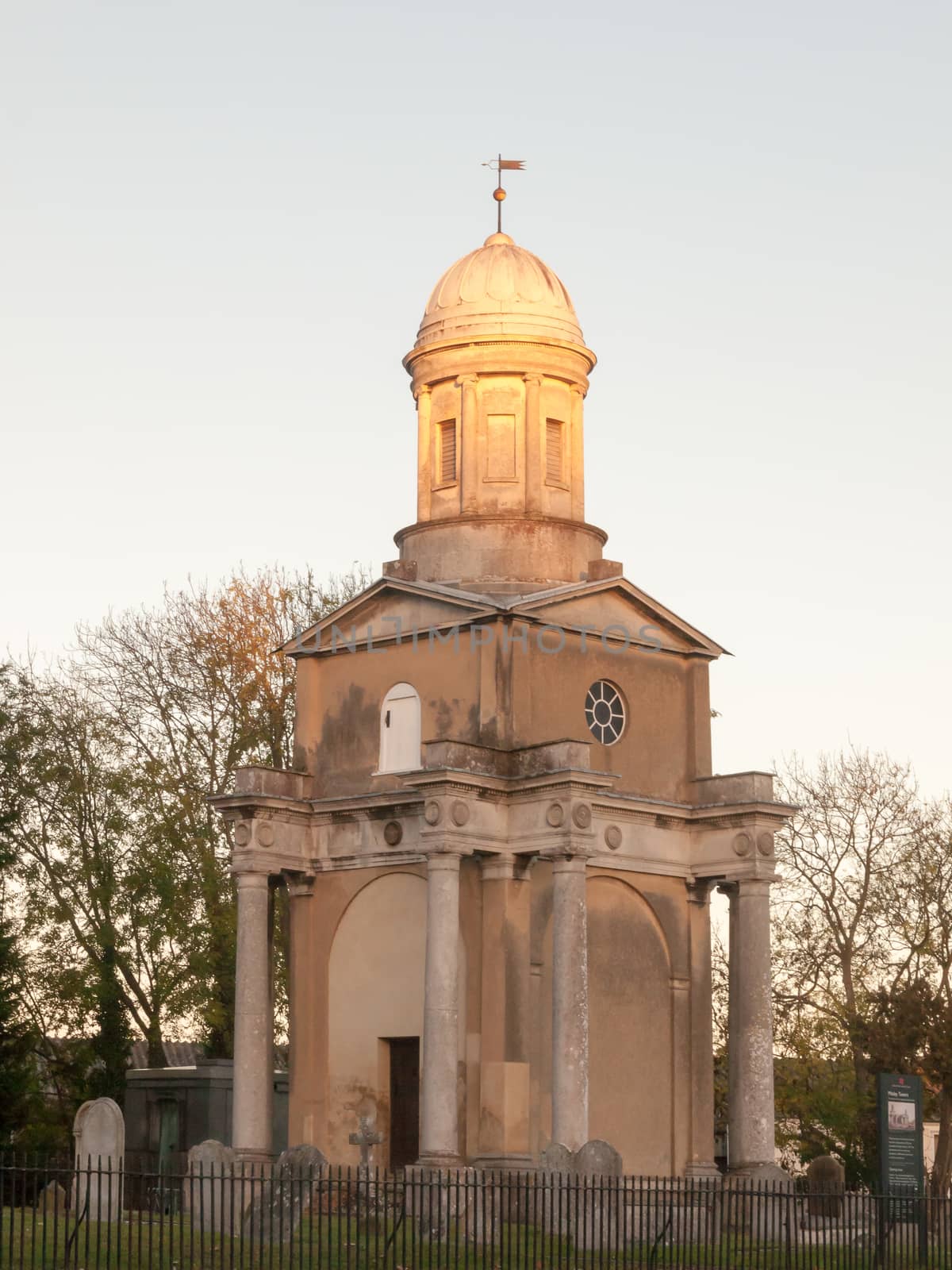 Mistley twin tower of burnt down church spires private religion christianity; essex; england; uk