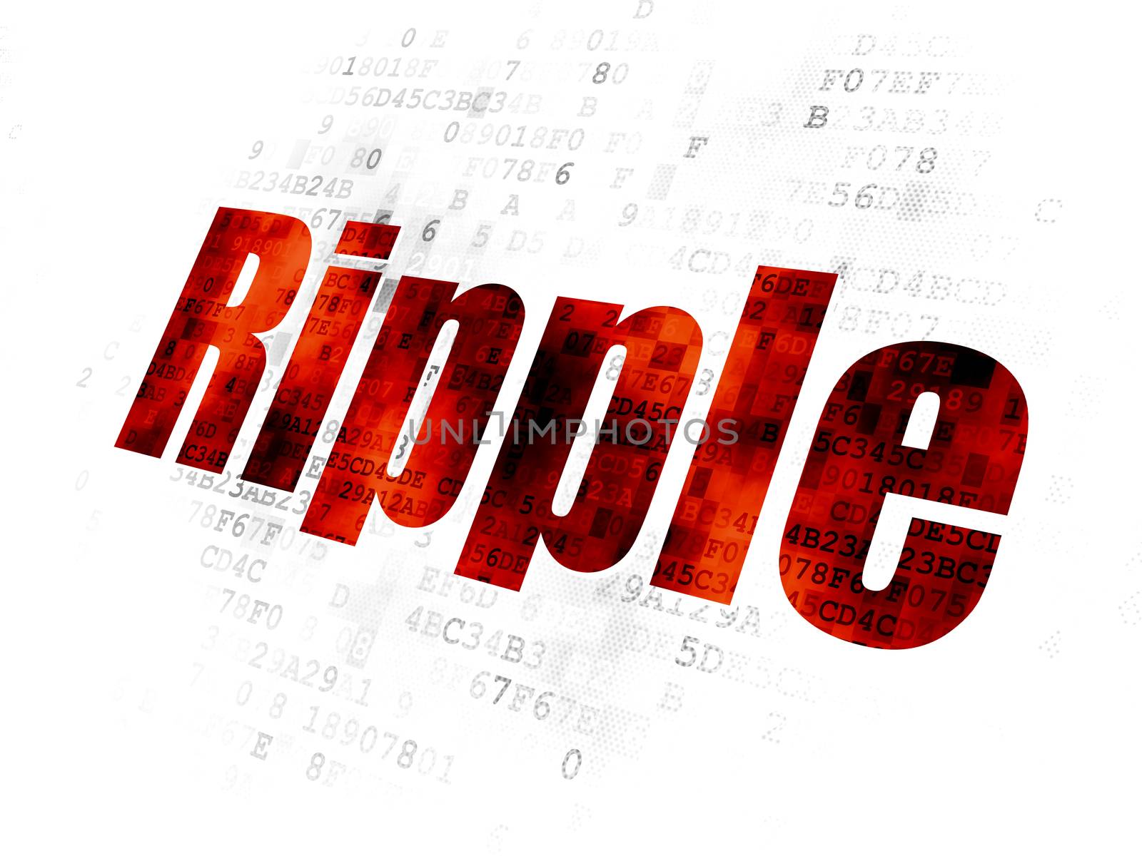 Blockchain concept: Pixelated red text Ripple on Digital background