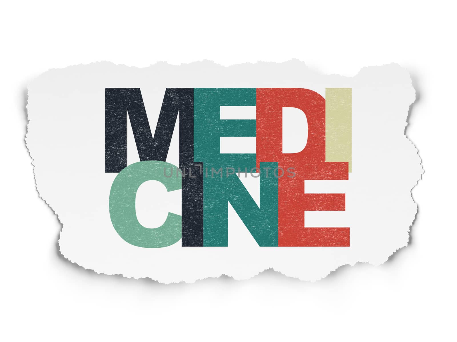 Health concept: Painted multicolor text Medicine on Torn Paper background