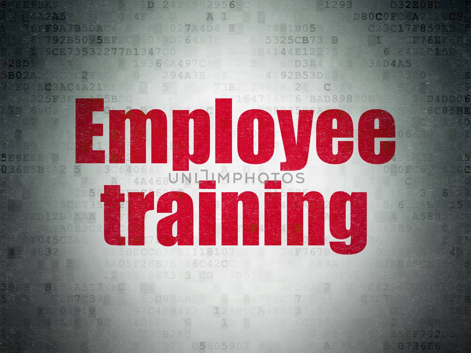 Learning concept: Painted red word Employee Training on Digital Data Paper background