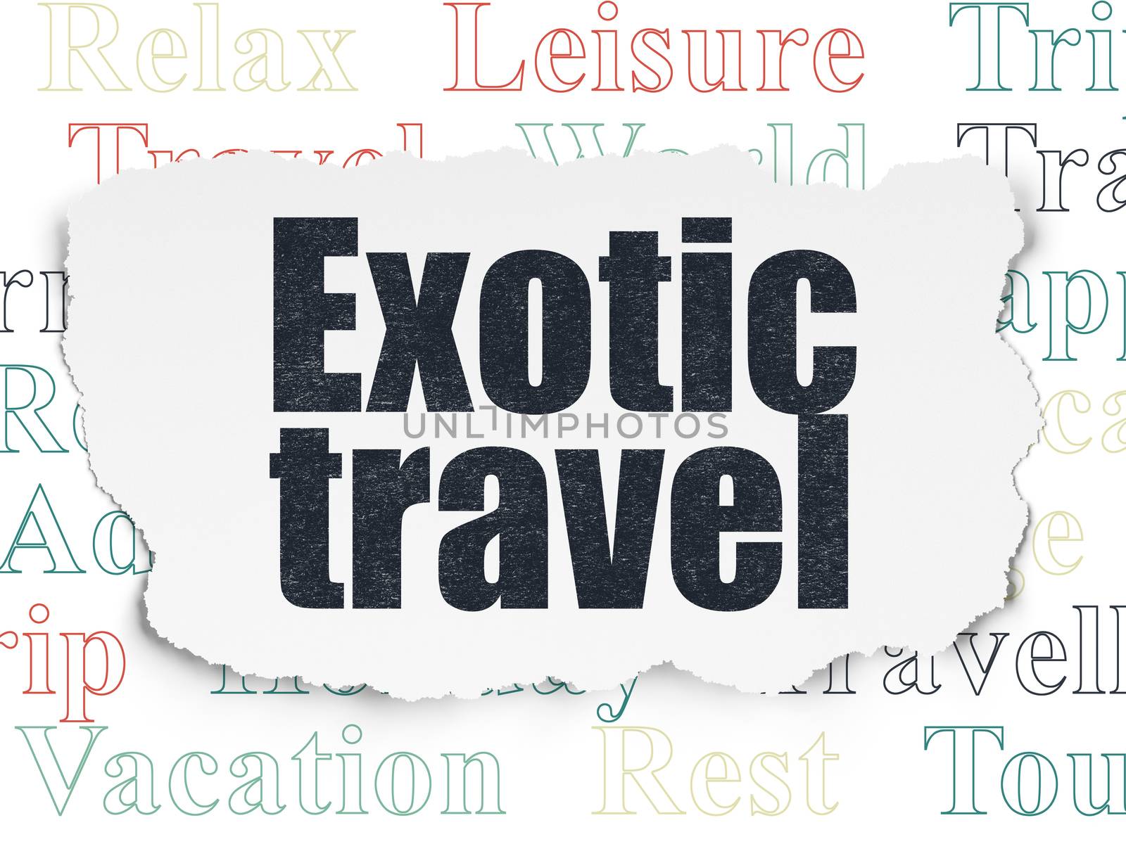 Tourism concept: Exotic Travel on Torn Paper background by maxkabakov