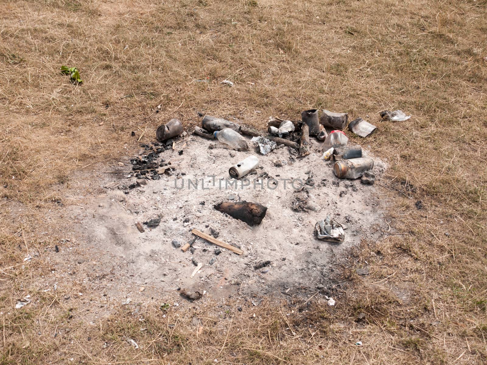 Remains of a Camp Fire on the Ground; Essex; UK