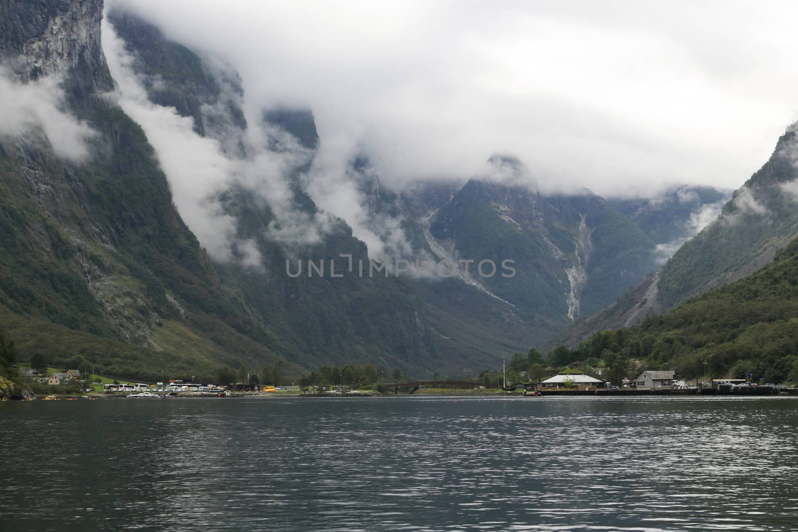 The Unesco Naeroyfjord and the picturesque Aurlandsfjord seen from the water