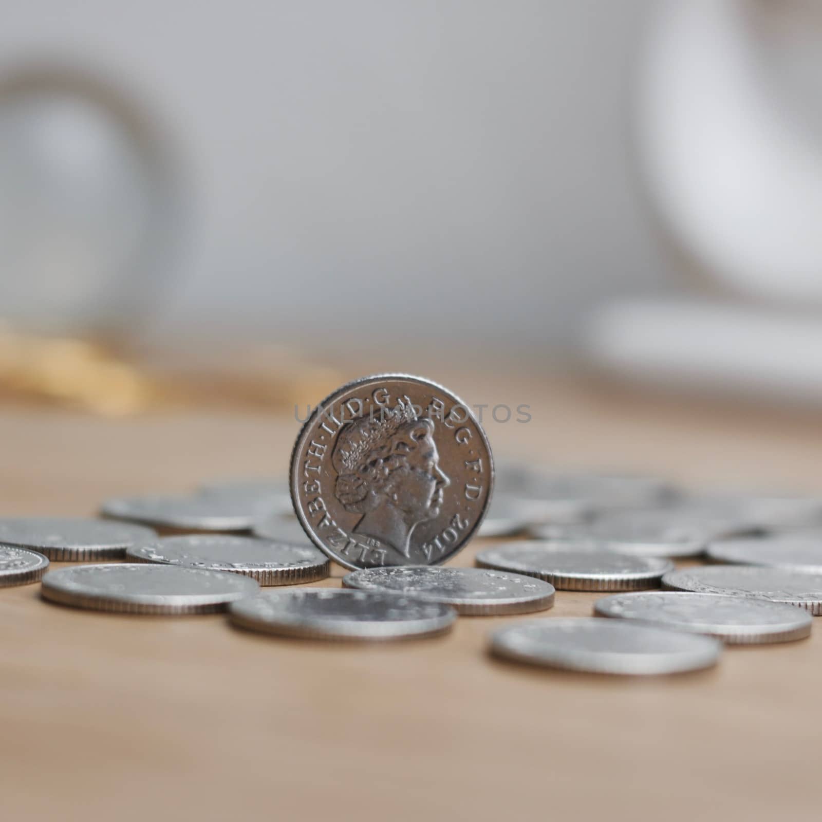 Silver british coin - 10p. Pound sterling money concept. British currency.