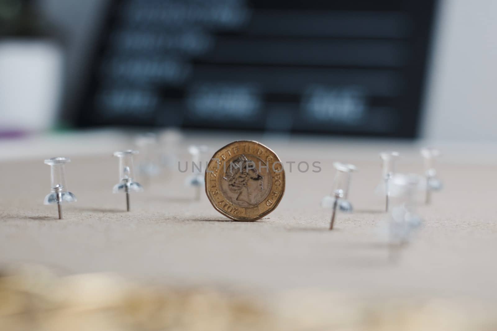 Cinema lifestyle concept. One pound sterling metal coin.