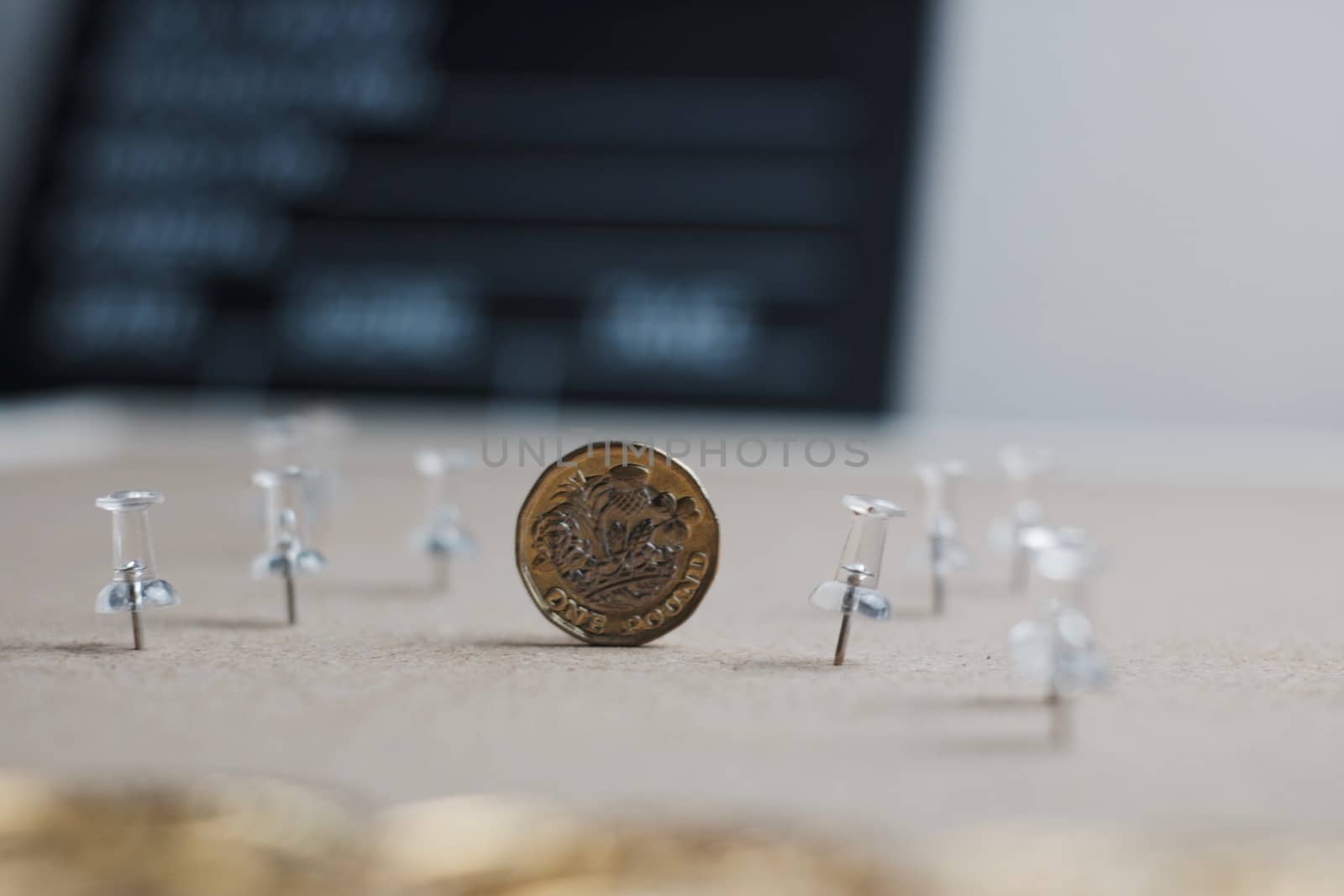 Cinema lifestyle concept. One pound sterling metal coin.