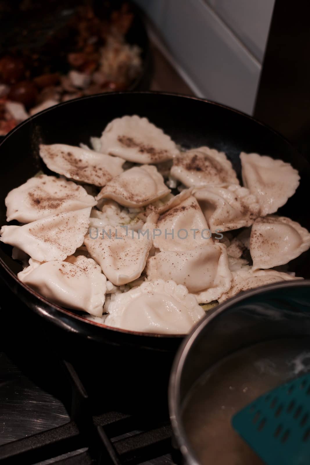 Fresh and tasty christmas dumplings. Delicious food concept.