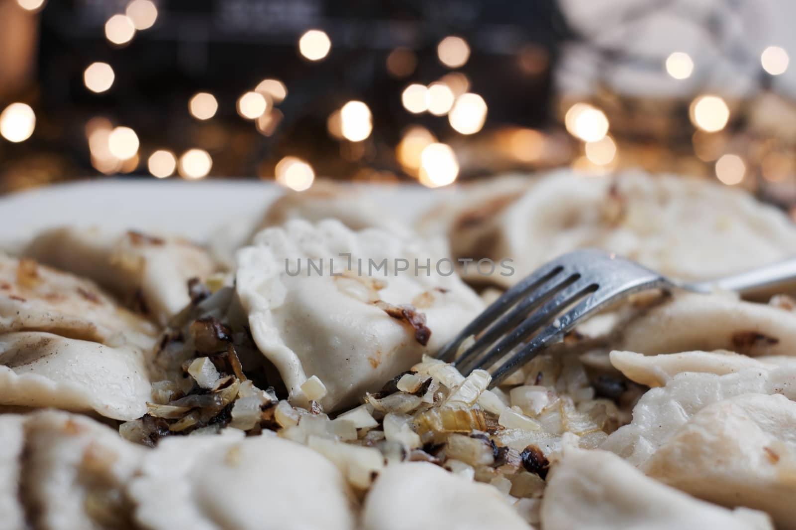 Fresh and tasty christmas dumplings. Delicious food concept.