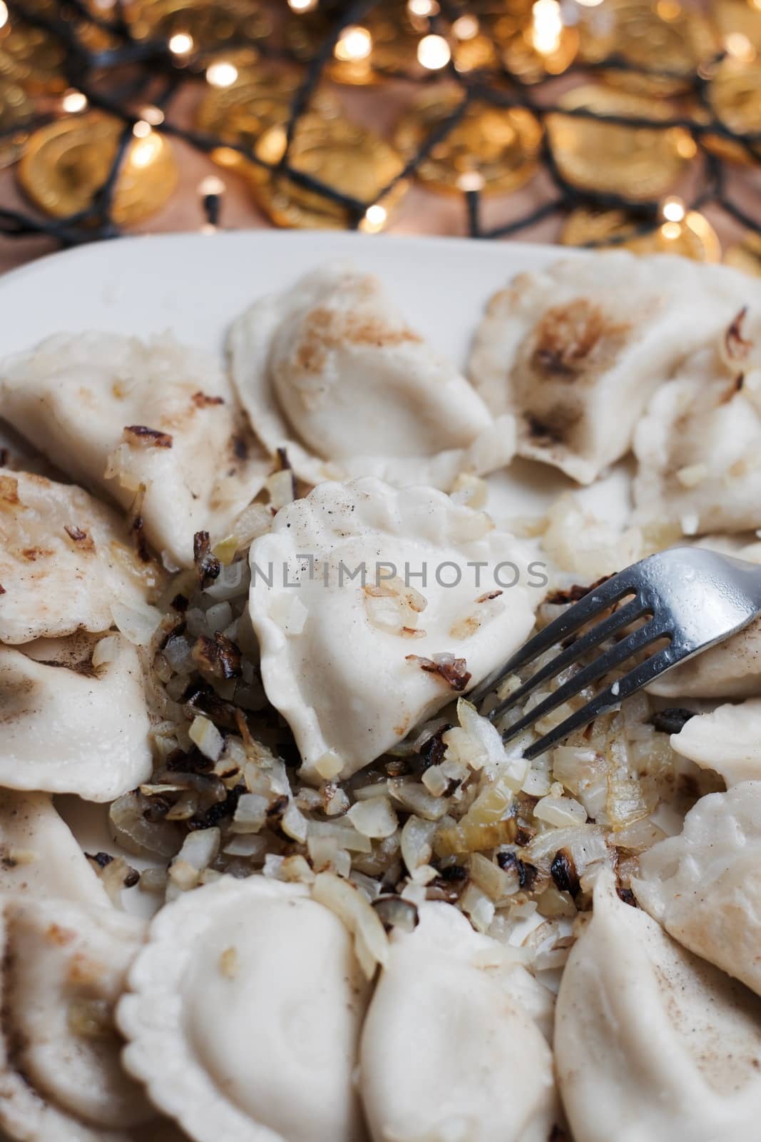 Fresh and tasty christmas dumplings. Delicious food concept.