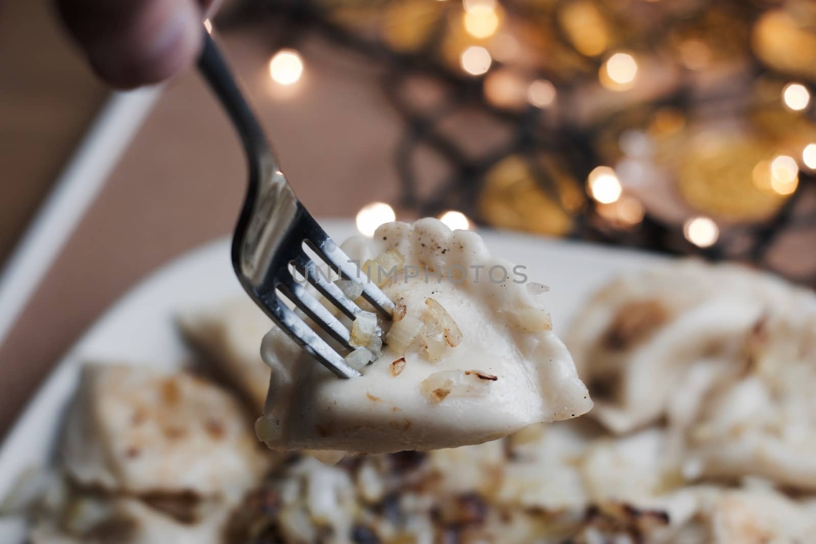Fresh and tasty christmas dumplings. Delicious food concept.