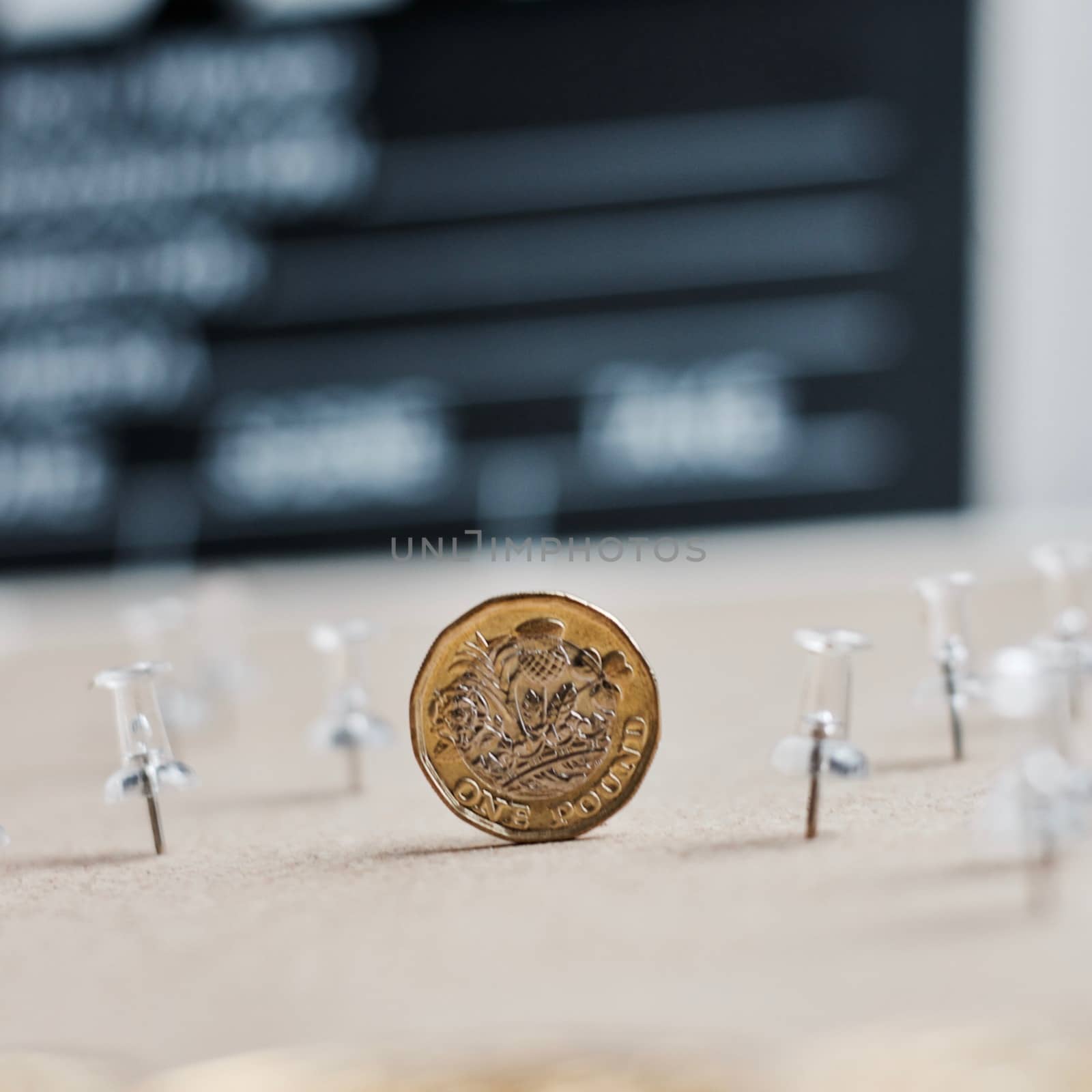 Cinema lifestyle concept. One pound sterling metal coin.