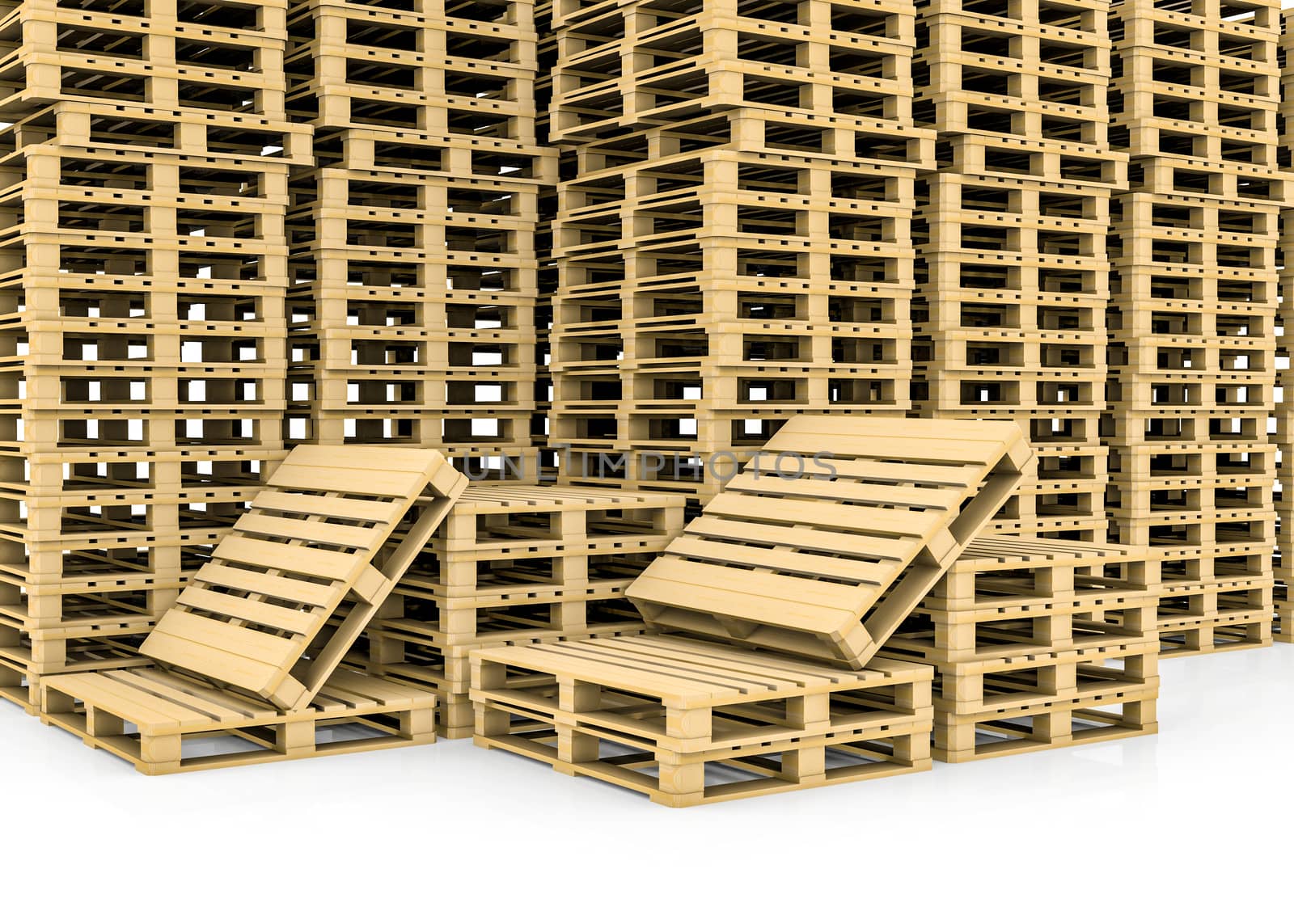 Wooden pallet. Isolated on white. 3D illustration