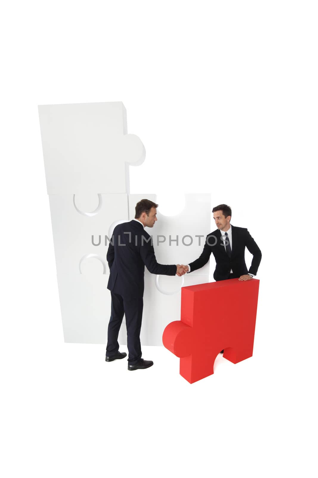 Business and final piece of puzzle isolated on white