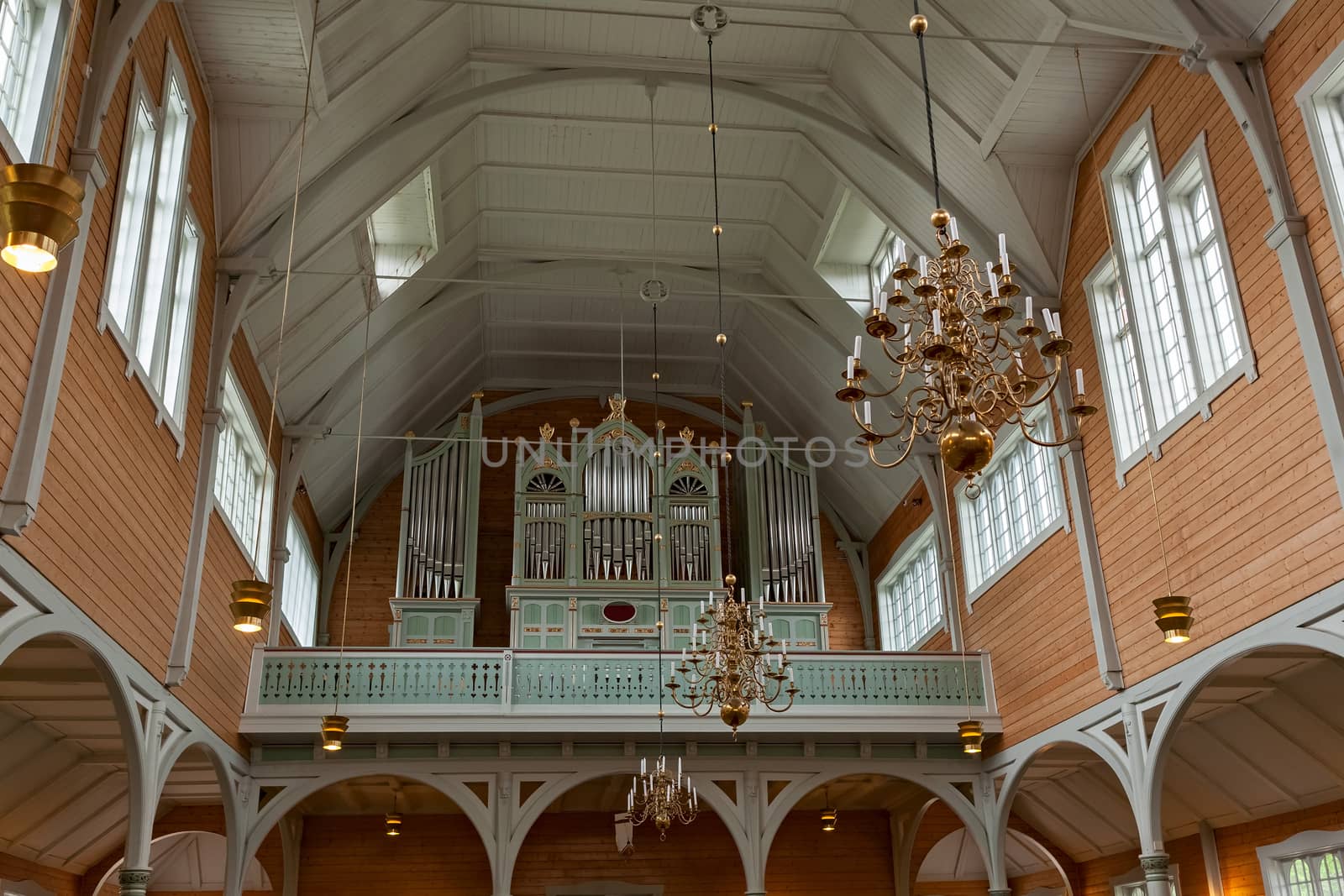 Pipe organ inside the Buksnes church in Gravdal city, Norway by LuigiMorbidelli