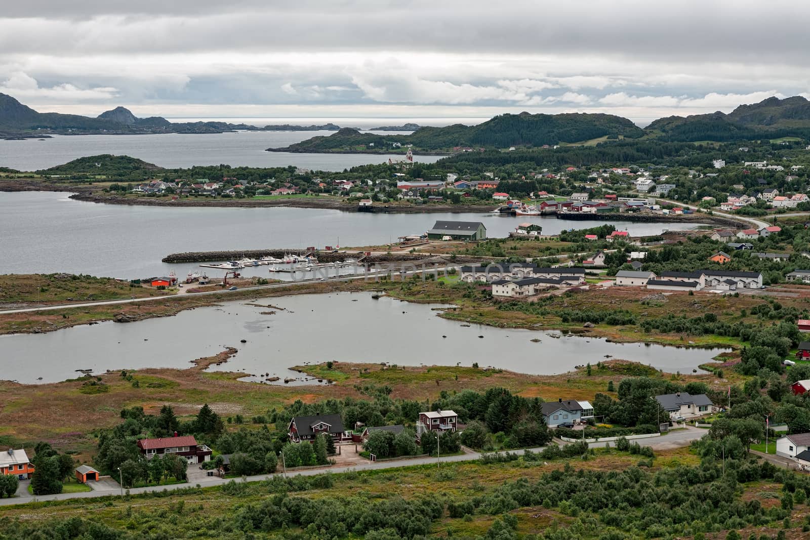 View of Gravdal city in Lofoten islands, Norway