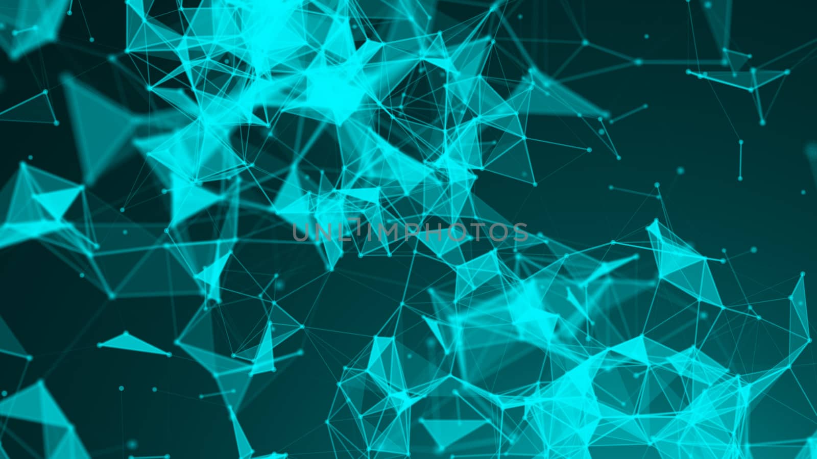 Abstract polygonal space low poly with connection lines and dots. 3d render