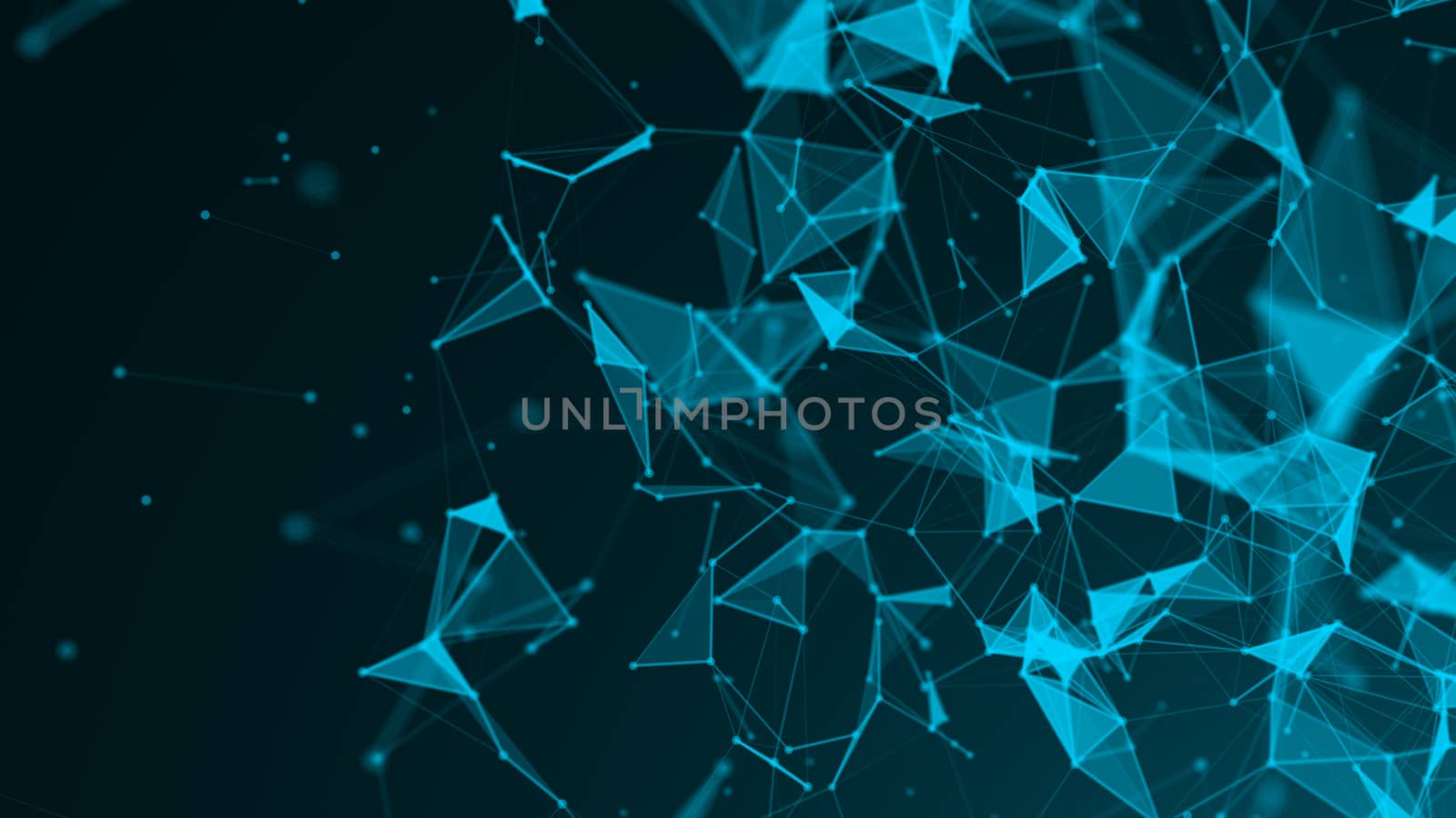 Abstract polygonal space low poly with connection lines and dots. 3d render