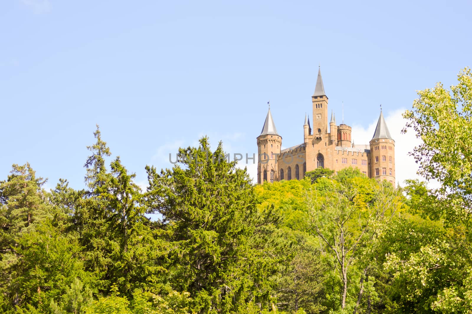 View of the castle of Hohenzollern in the municipality of bisingen in the state of Baden-Württemberg in Germany