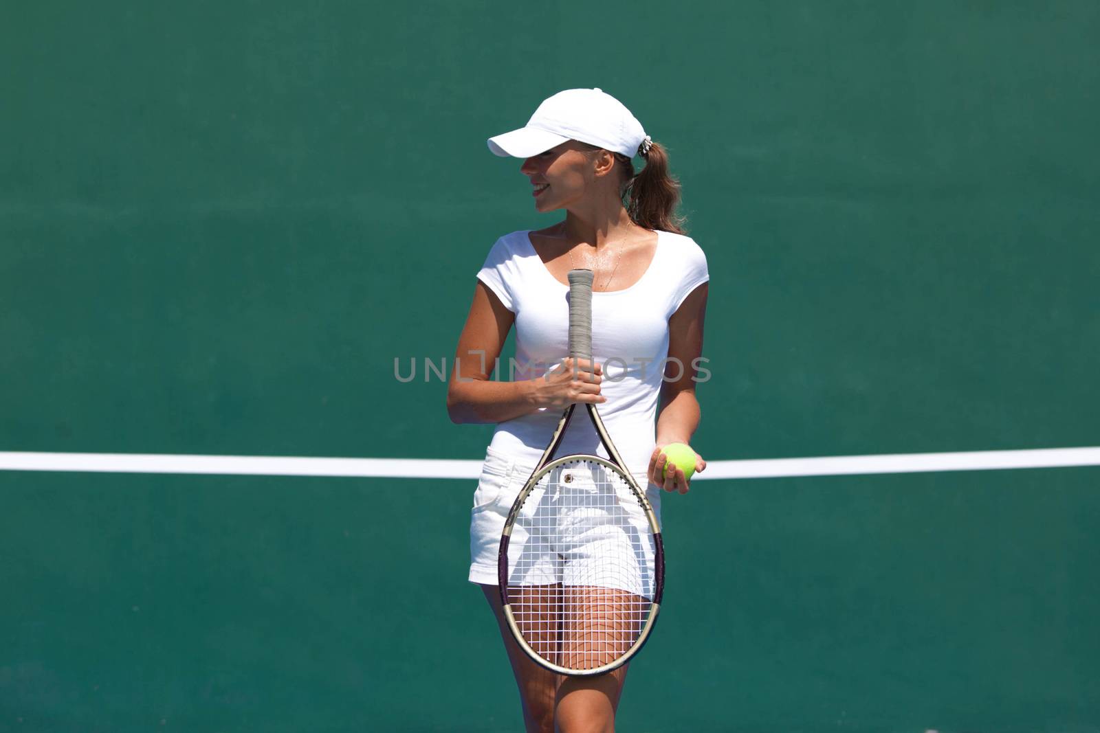 Female tennis player on court