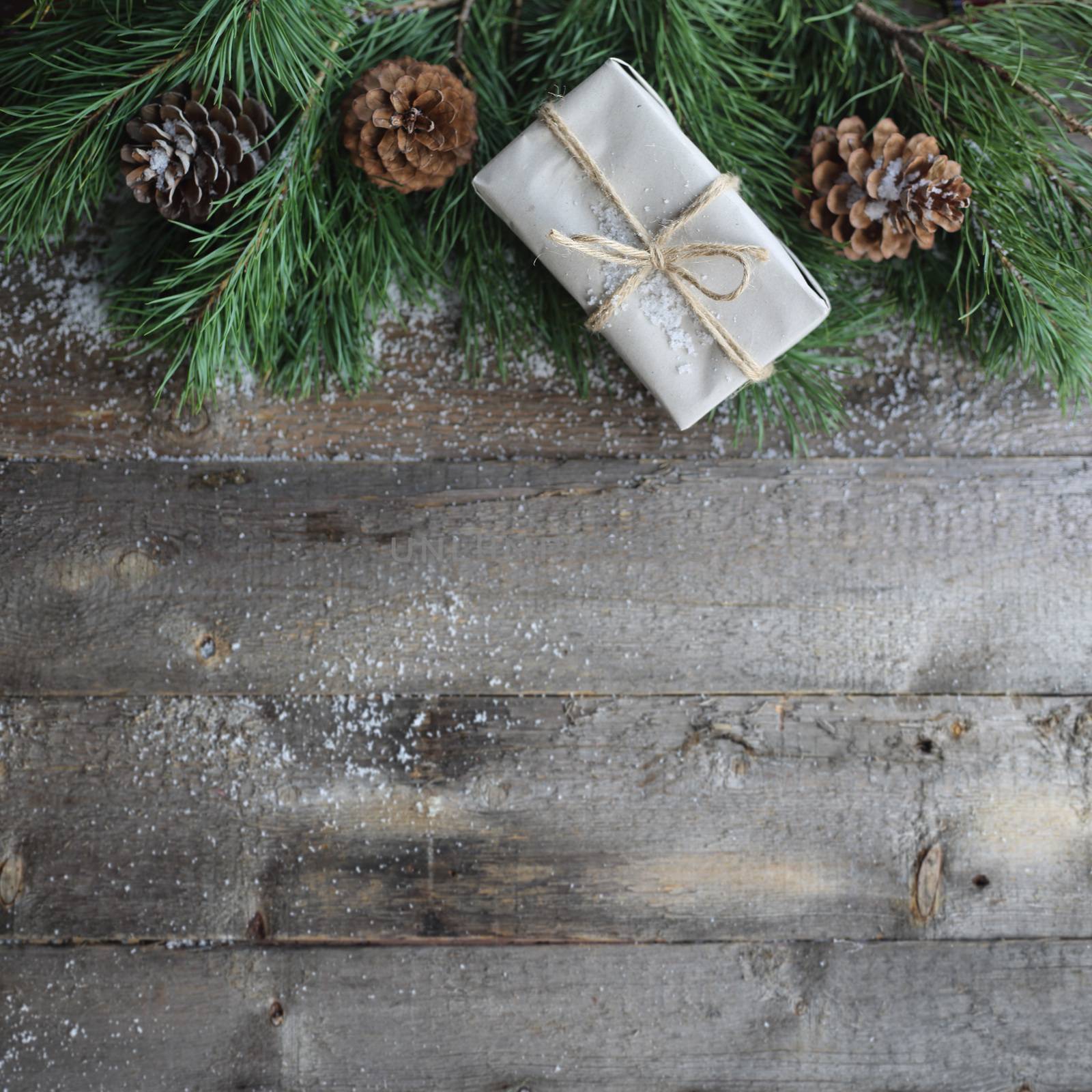 Christmas card on wooden background by destillat