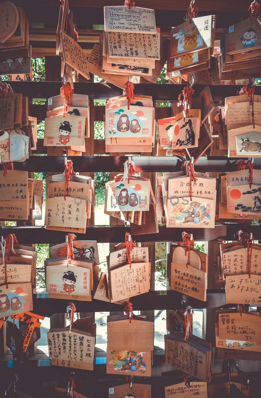 Traditional Emas in Ushijima temple, Tokyo, Japan by daboost