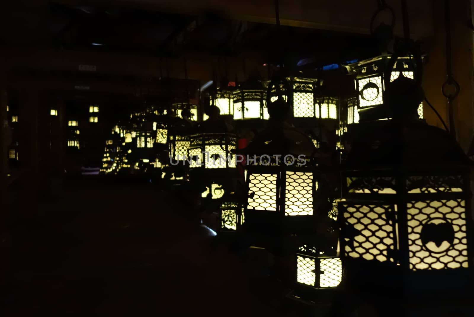 Lanterns lighting in the dark, Kasuga-Taisha Shrine, Nara, Japan by daboost