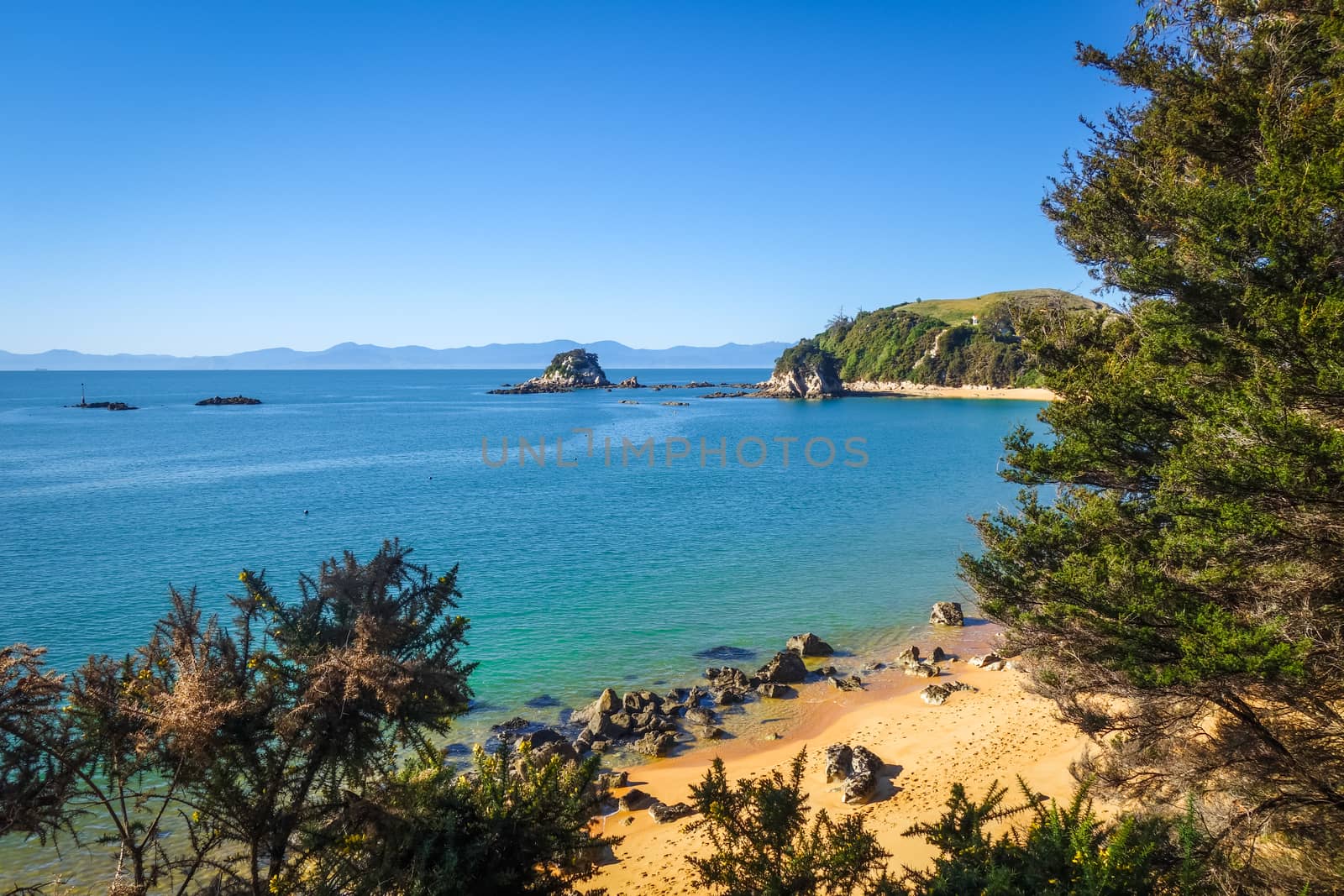 Abel Tasman National Park. White sand bay and turquoise sea. New Zealand