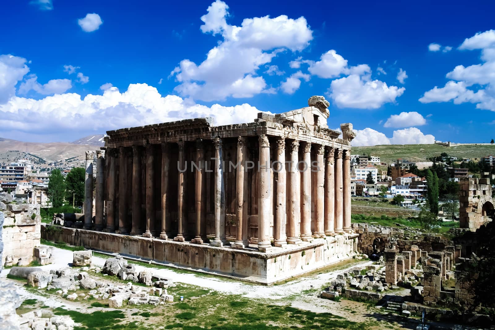 Ruins of Bacchus temple in Baalbek, Bekaa valley, Lebanon
