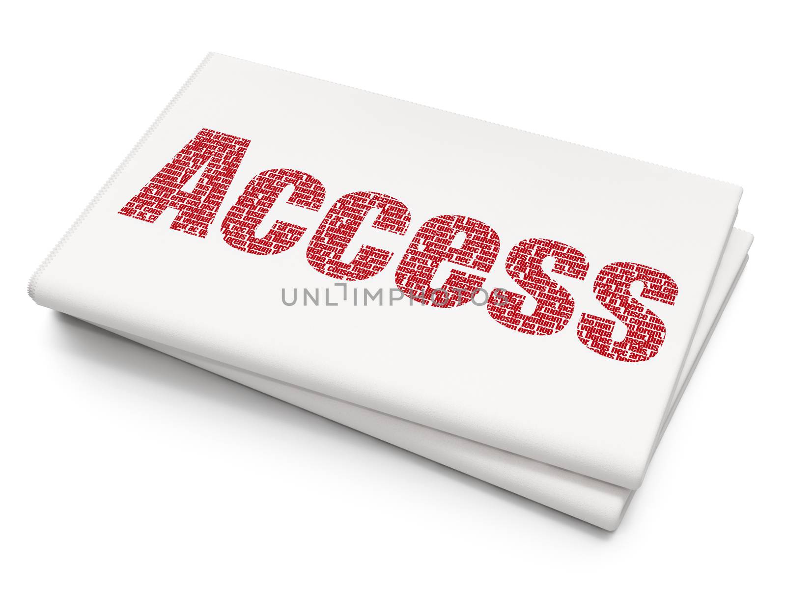 Security concept: Pixelated red text Access on Blank Newspaper background, 3D rendering