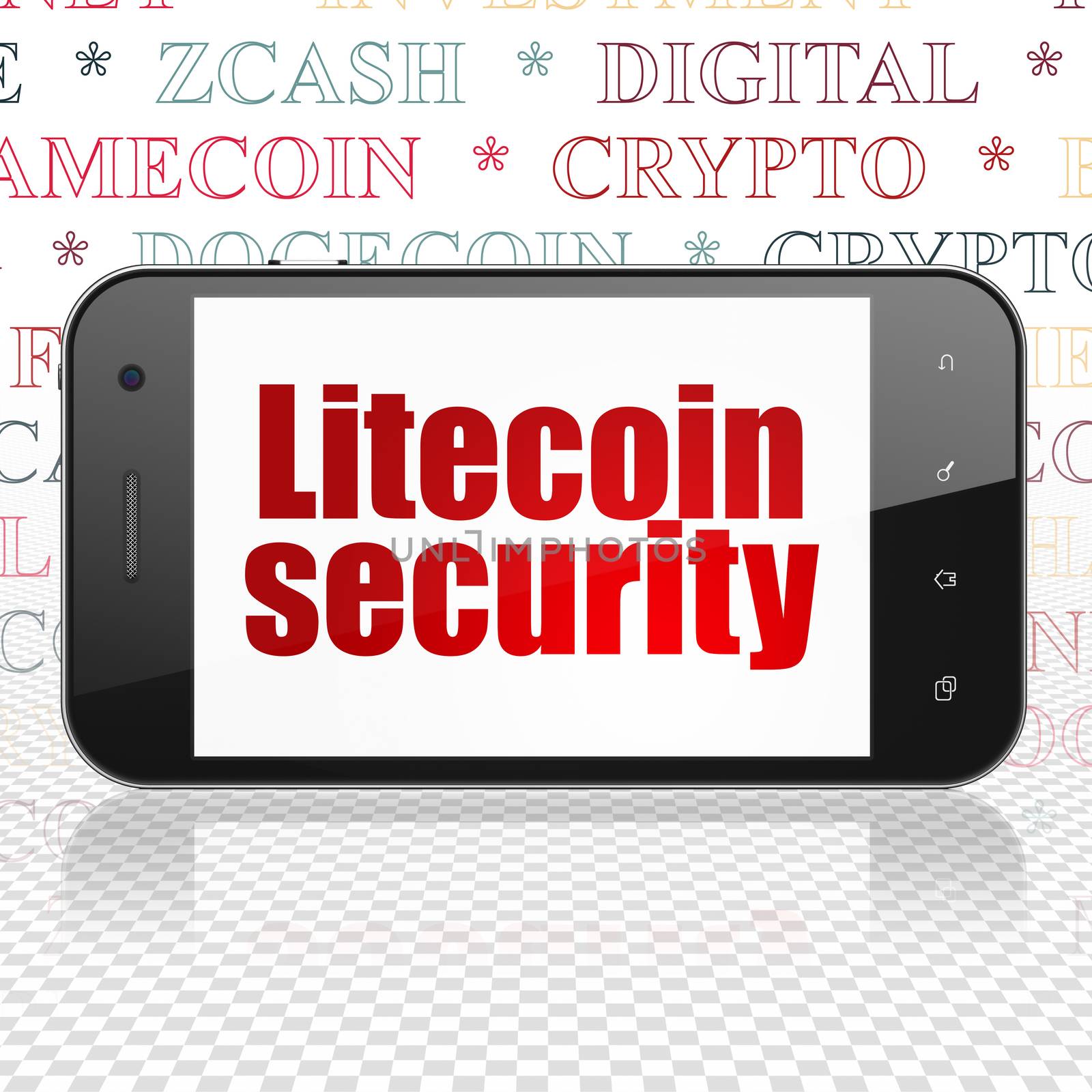 Cryptocurrency concept: Smartphone with Litecoin Security on display by maxkabakov