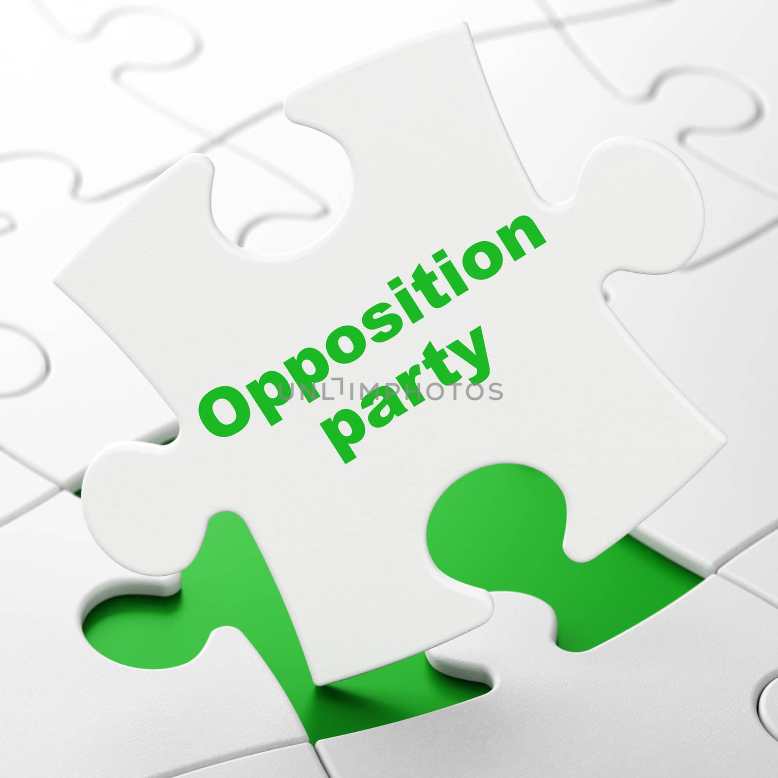 Politics concept: Opposition Party on White puzzle pieces background, 3D rendering