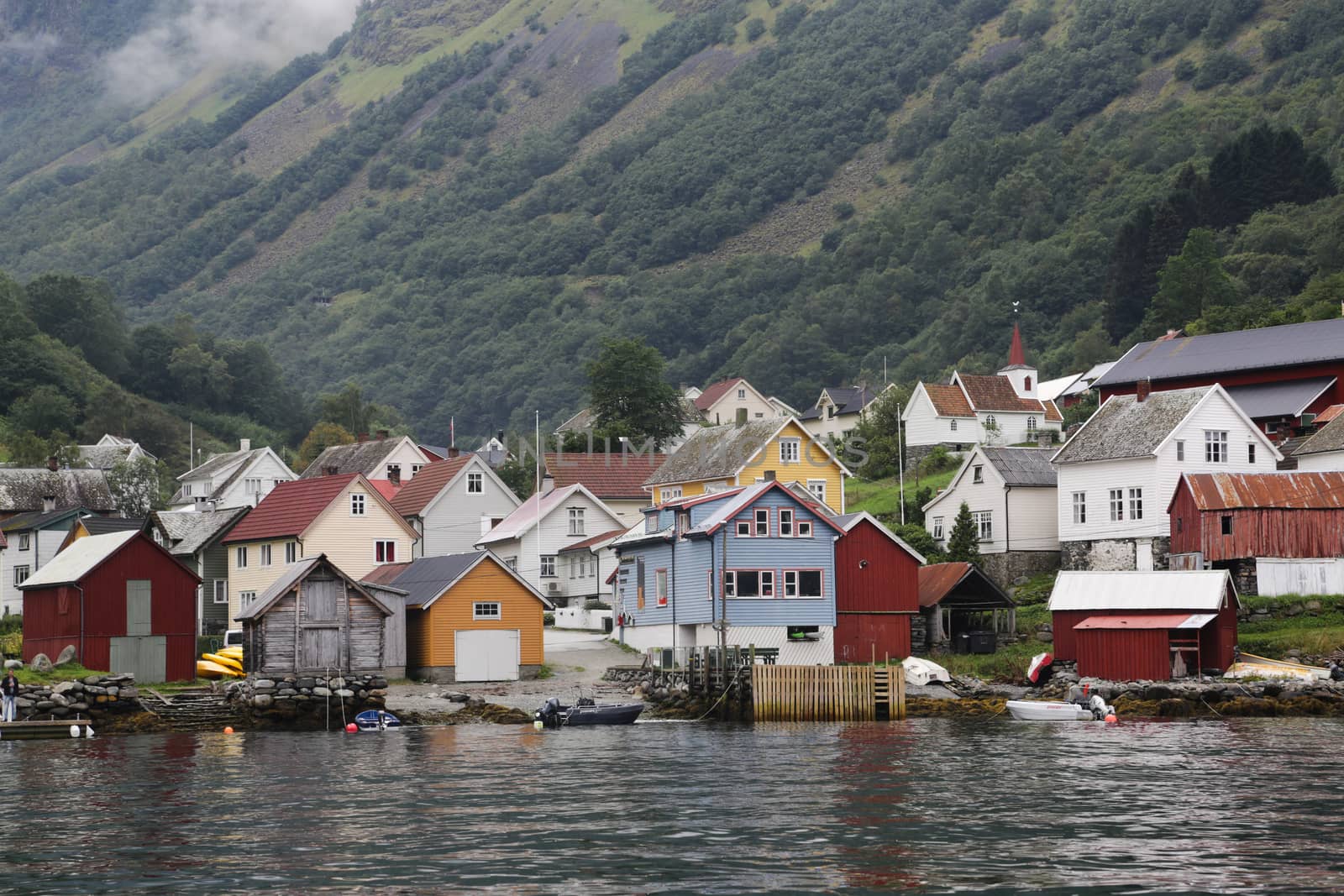 The Unesco Naeroyfjord and the picturesque Aurlandsfjord seen from the water