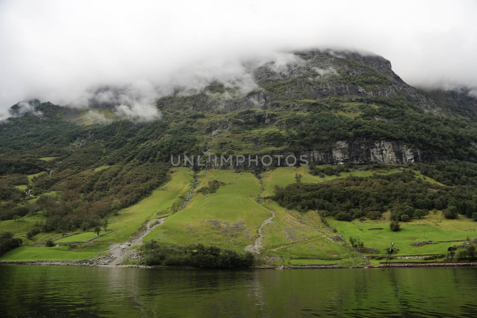 The Unesco Naeroyfjord and the picturesque Aurlandsfjord seen from the water