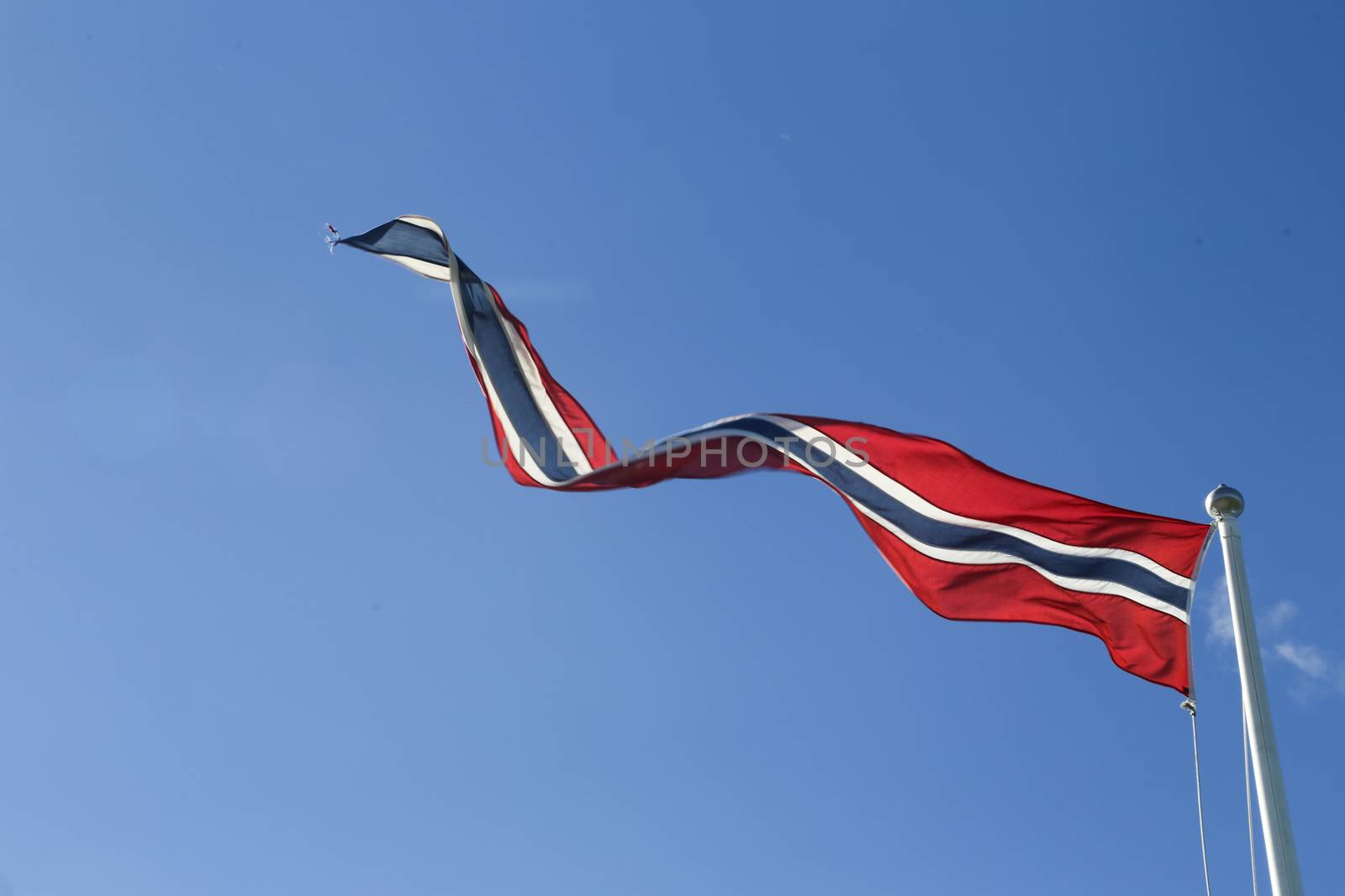 The National flag of Norway blowing in the wind