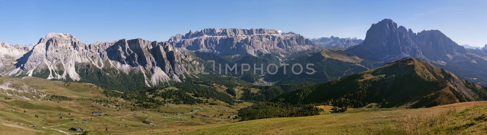 Mountain landscape on a sunny day, Dolomite Alps, Italy, panorama