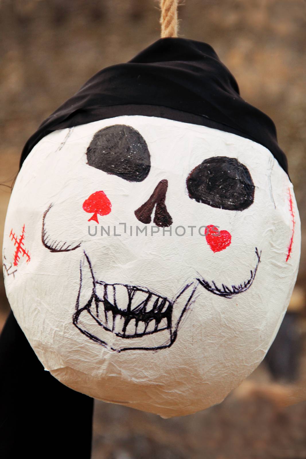 ball of paper as skull for pirate party or Halloween. photo