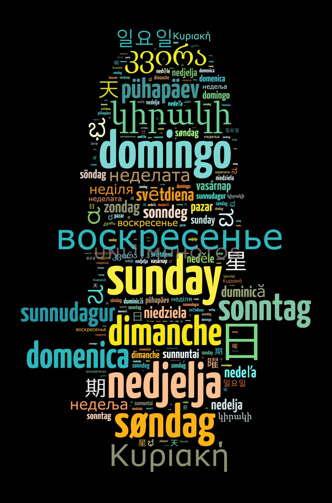 Word Sunday in different languages by eenevski