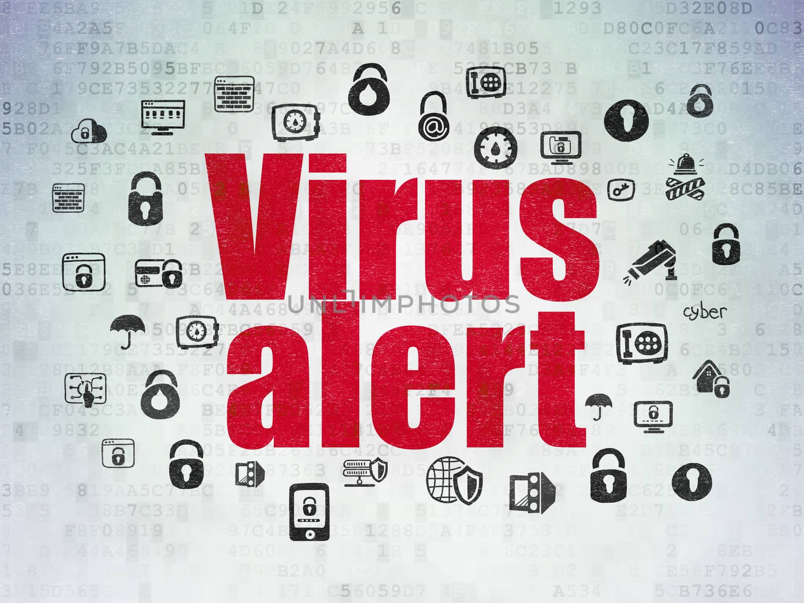 Privacy concept: Virus Alert on Digital Data Paper background by maxkabakov