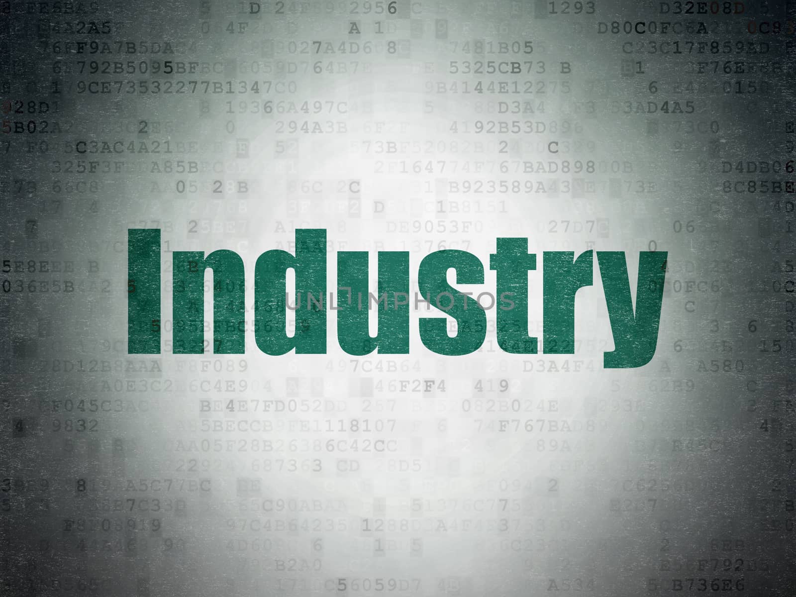 Business concept: Painted green word Industry on Digital Data Paper background