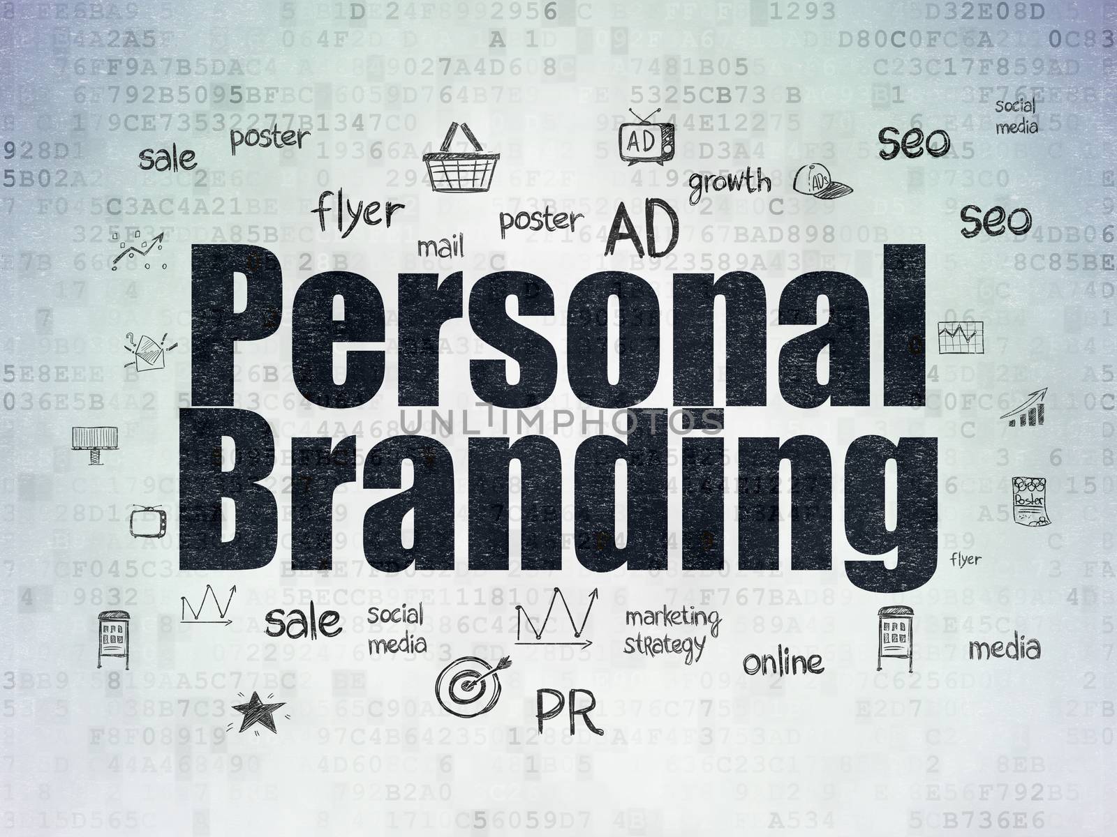 Marketing concept: Personal Branding on Digital Data Paper background by maxkabakov