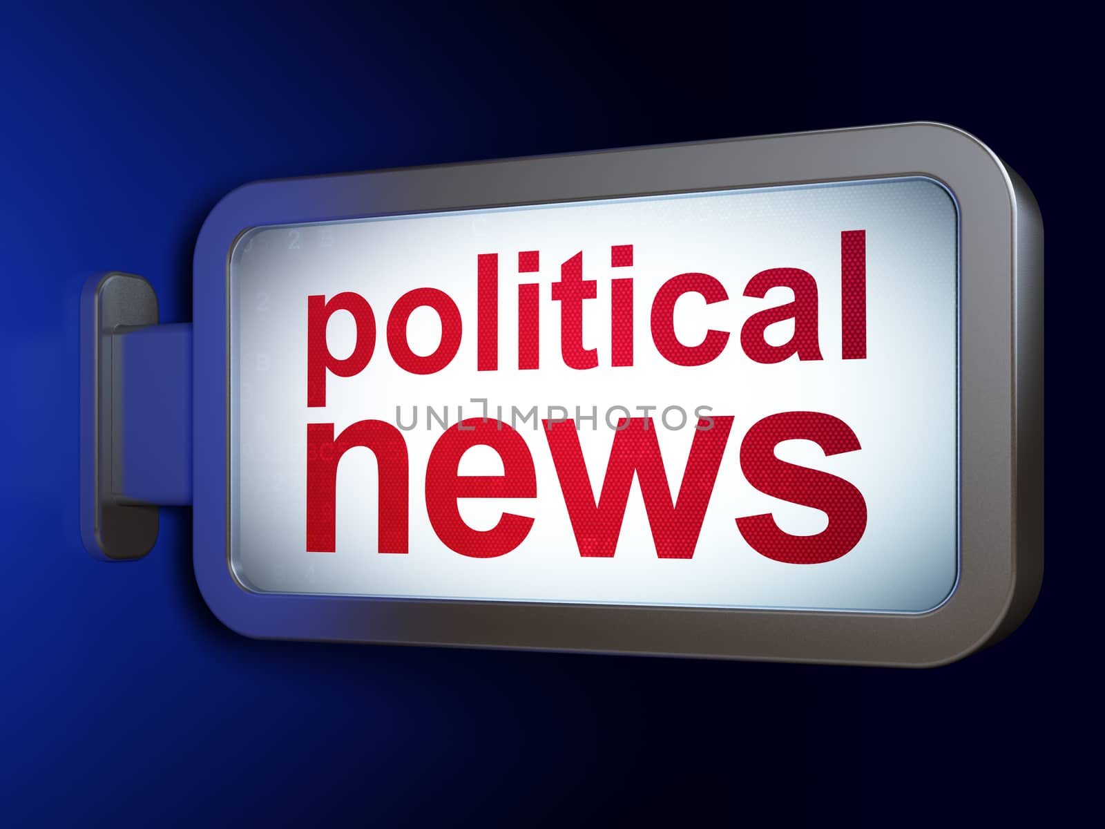 News concept: Political News on advertising billboard background, 3D rendering