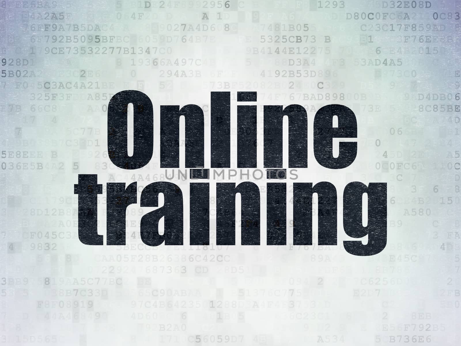 Learning concept: Painted black word Online Training on Digital Data Paper background