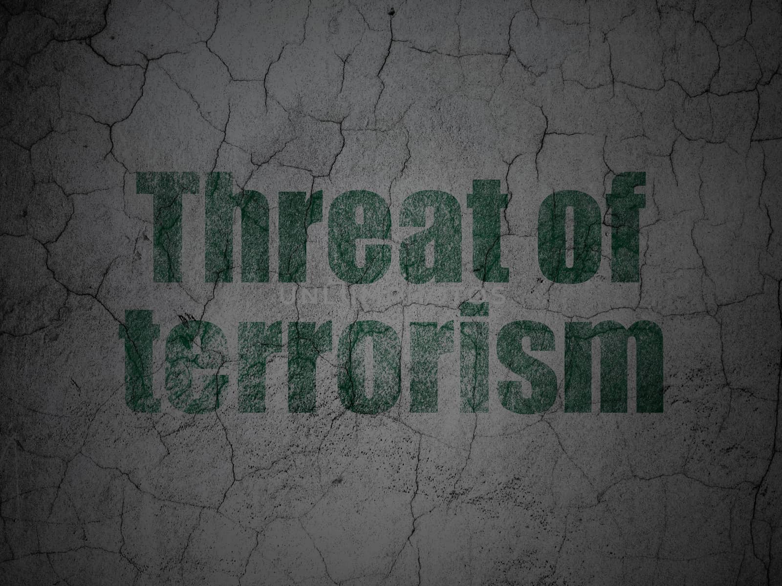 Politics concept: Green Threat Of Terrorism on grunge textured concrete wall background