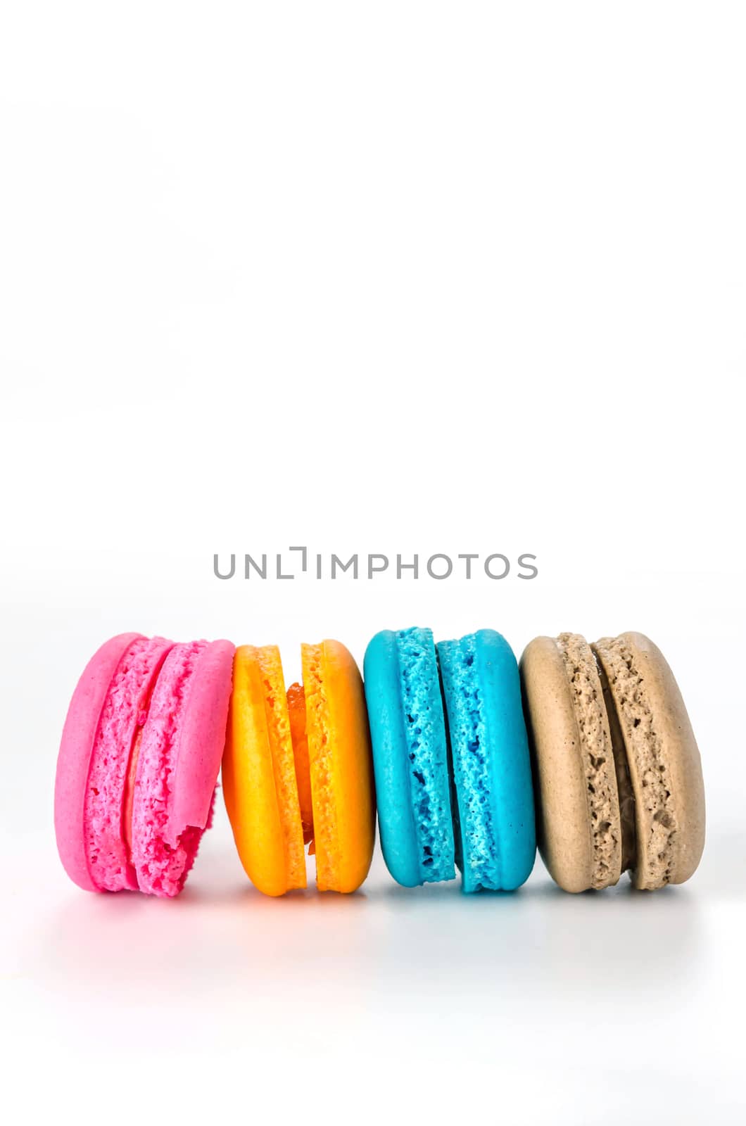 Colorful macaroon  on white background , sweet dessert