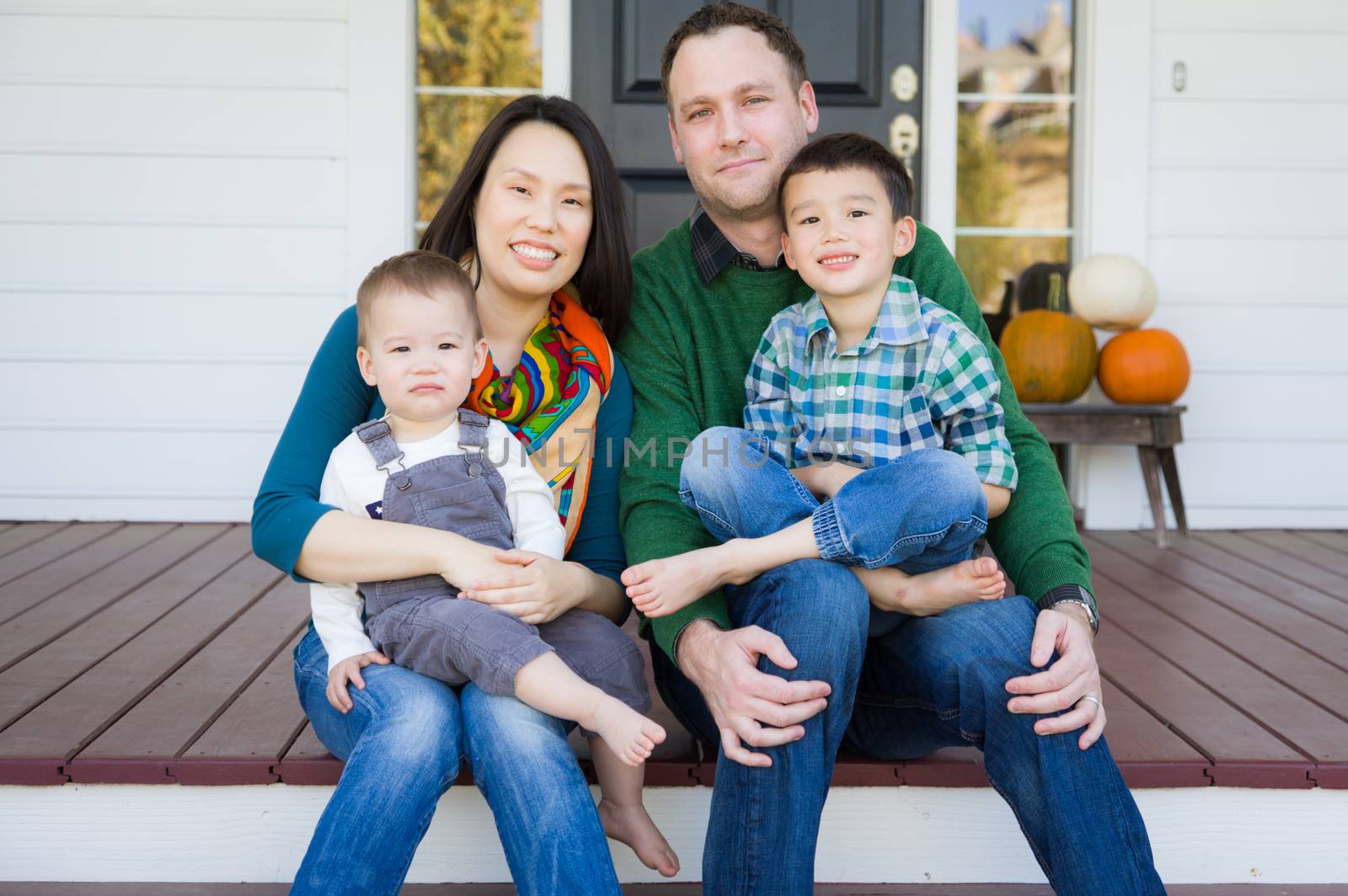 Mixed Race Chinese and Caucasian Young Family Portrait