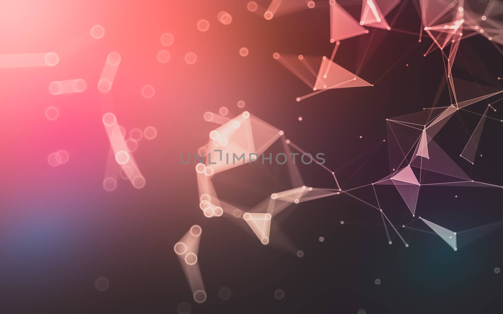 Abstract polygonal space low poly dark background with connecting dots and lines. Connection structure. 3d rendering